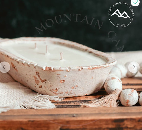 AVAILABLE FOR PICK-UP ONLY: 3 Wick Boho Pottery Dough Bowl Candle